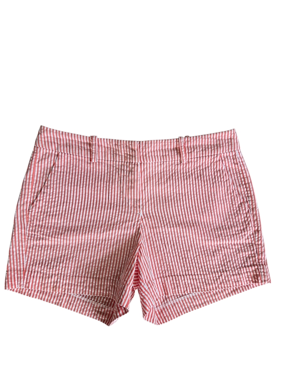 Sandro Orange White Seer Sucker 100% Cotton Flat Front Classy Shorts 10